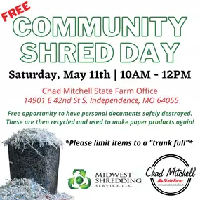 Don't forget our annual Shred Day event happening May 11th from 10am-12pm!