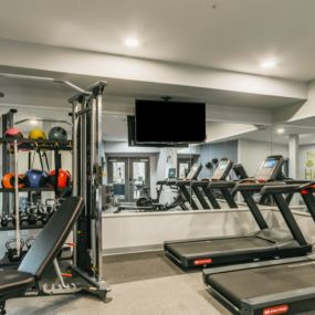 Fitness cente with cardio machines.