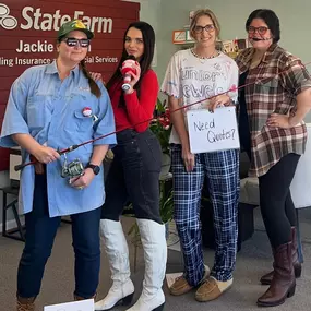 Happy Halloween from the Gibson State Farm team. Today we have Taylor Swift, a fisherman, Jessie Murph, and a scarecrow. 
Friendly reminder that our office will be closing early tomorrow October 31st. Our hours will be 9am-3pm. 
Have a spooktacular Halloween!!!