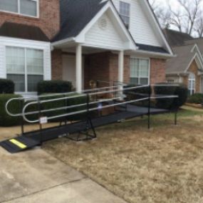 The front entrance of this Chattanooga, TN home is now fully accessible with this wheelchair ramp to the driveway