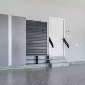 Epoxy garage floor and cabinets