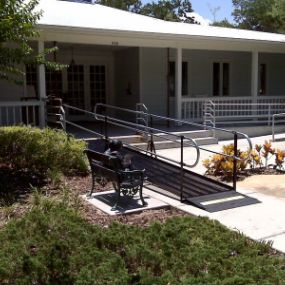 This library in Gatesville, Texas, is now wheelchair accessible, thanks to an Amramp steel wheelchair solution.