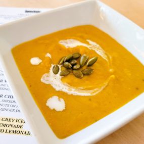 Vegan Curried Butternut Squash Soup with Toasted Pepitas