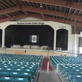 Mark Rafferty and the Amramp NH/Maine team installed this temporary 130 foot wheelchair ramp for the Granite State College graduation at the Meadowbrook Amphitheatre, Bank of New Hampshire Pavilion in Gilford, New Hampshire to provide wheelchair access for all students.