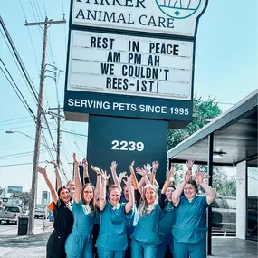 The Parker Animal Care team, (formally AM/PM Animal Hospital) celebrates a successful rebrand!