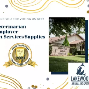 The entire team at {%Name} would like to take a moment to thank you for voting us:

-'Best Veterinarian' 
-'Best Employer'
-'Best Services/Supplies'

This honor means so much to us, and we look forward to continuing to provide only the BEST in veterinary medicine.