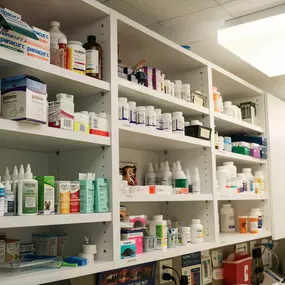 We have a fully stocked in-house pharmacy.