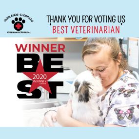 The entire team at Highlands-Eldorado Veterinary Hospital would like to take a moment to thank you for voting us ‘Best Veterinarian’! This honors mean so much to us, and we look forward to continue providing our clients and their pets with only the BEST in animal companion care!