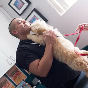 This affectionate patient greets Dr. Funk with a loving kiss! We understand that visits to the vet may fuel feelings of fear and nervousness. At Levittown Animal Hospital, we strive to create a pleasant and comfortable experience for you and your pet.