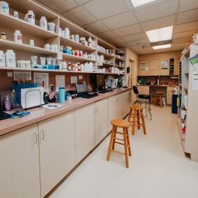 The facility at Festival Veterinary Clinic houses an on-site pharmacy to give our clients convenient and direct access to a wide range of medications their pets may need.