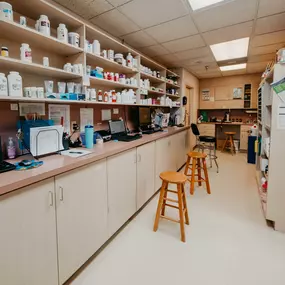 The facility at Festival Veterinary Clinic houses an on-site pharmacy to give our clients convenient and direct access to a wide range of medications their pets may need.