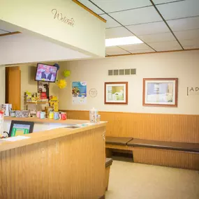 Wait for your pet's appointment comfortably in our spacious waiting room.