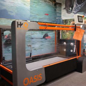 This is our state of the art Oasis hydrotherapy treadmill. This is a great tool for providing your pets with high intensity fitness training and weight control, with very low impact to their joints and physical condition. We are proud to be one of the only veterinary clinics in our area that offer this service.
