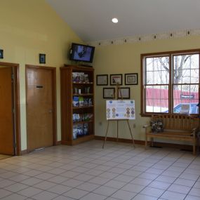 Our lobby and waiting room is designed for simplicity and hominess in order to make sure your pets aren’t overwhelmed when they enter. We hope that your pet can have a safe and happy visit, and our tile floor is meant to promote optimal cleanliness.