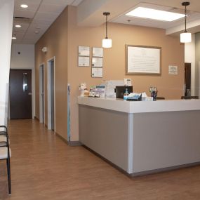 Our waiting room is bright and spacious. While we do everything we can to keep wait times to a minimum, we have comfortable seating throughout - even a separate area for our feline patients!