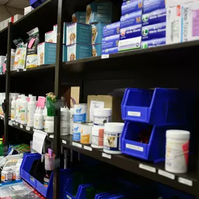 Our in-house pharmacy is conveniently stocked with a wide range of pet products.