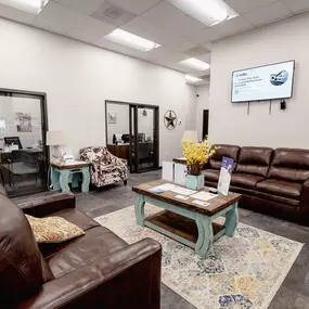 Interior of Wellby federal credit union with seating