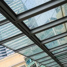 Canopies can be used to protect guest from weather while visiting or returning to their homes.
It can also be used as a are to just look up and admire other buildings.