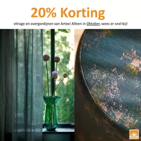 20% korting op gordijnen in de maand oktober! wees er snel bij!