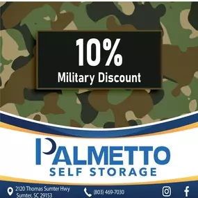 Storage facility with military discount near Shaw Air Force Base