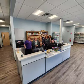 Our Middlesex Veterinary Center team standing proudly in our NEW hospital!