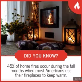 Using your fireplace in the fall can be both cozy and dangerous! 45% of home fires happen in the fall, when most Americans use their fireplaces to stay warm. Remember to keep your fire small and contained, and don't leave it unattended!
???? Call us to make sure your home is safeguarded this fall.