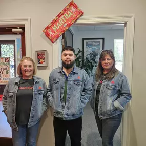 It may be hot outside but we cool in our State Farm jean jackets!