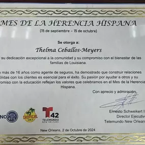 Great day indeed!
Executive Director of Telemundo New Orleans recognized my commitment to Louisiana families during Hispanic Heritage month, and Children's Hospital acknowledged my charitable donation.