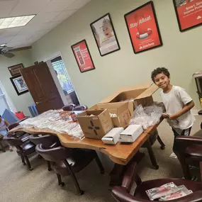 My helpers helping me get ready for back to school giveaways! Oh and ice cream break after 30 minutes of working??