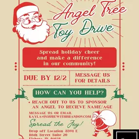 ????✨ It’s that time of year again! Our Angel Tree Drive starts now and runs until 12/2. If you’d like to sponsor an angel, message us or email kayla@insurewithbrandon.com for info on the child! ????❤️ Drop-off is at our office. We appreciate your generosity! ????????