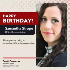 Happy birthday to Samantha! Thank you for everything you do to keep our office running smoothly and for going the extra mile. May your day be filled with joy, laughter, and all the things you love. Cheers to an amazing year ahead!