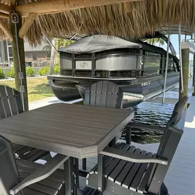 Coastal Gray/Black - 41in Square Table & Adirondack Swivel Chair