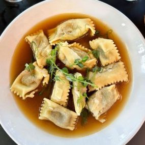 Have you tried the Agnolotti yet? Picture braised beef, handmade sausage, Parmigiano-Reggiano, in a rich beef brodo, topped with fresh pea tendrils. Yes please!