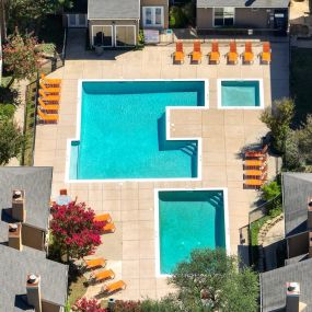 aerial shot of the swimming pool and jacuzzi