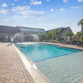 Swimming pool with a fountain