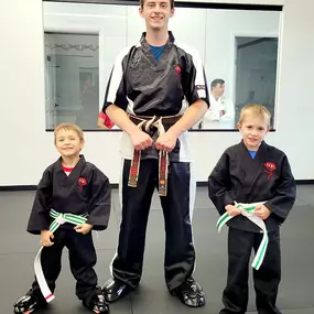 These brothers are our newest leaders! They're kicking it all the way to black belt together! 
Welcome to the Master's Club, boys!