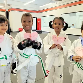 The students were so proud of the work they did on their hearts for mom! Mr. Hauer made all the origami hearts, and the kids wrote a message for mom! 
Tonight, the kids will help award their moms pink belts! Don't miss that!! 
Saturday 9am is women's self-defense class! All ages and abilities are welcome!!!