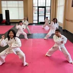 Could your kids use a boost of confidence or some help with respect and self-control?
In our beginner karate classes, your child will learn self defense skills [and when it's ok to use them] in a high energy, welcoming and rewarding, yet challenging class, alongside children of ALL ability levels!