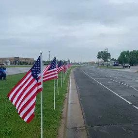 flags along road