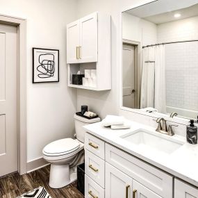 Studio, one, and two-bedroom apartment homes with stainless steel appliances, quarts countertops, designer cabinetry, large kitchens, luxury vinyl plank flooring, high vaulted ceilings, high-end lighting, in-unit washer and dryer, and energy efficient windows at Fireside at Waukee in Waukee, IA