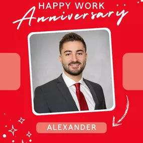 Happy work anniversary to our very own Alexander! Give him a call for a free insurance quote today!