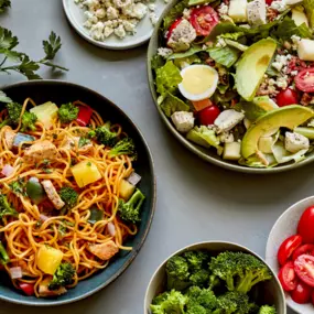 Spicy Garlic Stir-Fry and Cobb Salad