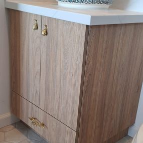 Textured melamine salb doors has become one of the most popular and affordable way to customize your bathroom vanities.