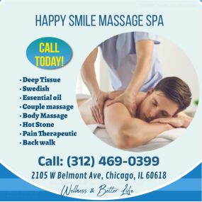 Our traditional full body massage in Chicago, IL 
includes a combination of different massage therapies like 
Swedish Massage, Deep Tissue, Sports Massage, Hot Oil Massage
at reasonable prices.