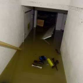 Pictured here is Grantsburg water damage restoration in a basement.  It is critical to remove water within 24 to 48 hours to prevent mold growth.