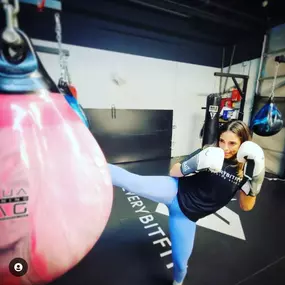 We offer fun cardio kickboxing, self defense, and technical martial arts classes. These work well in company with the strength training to promote more fat burning and toning on active recovery/rest days.