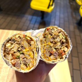 Your choice of Meat, with Potato, Fresh Pico de Gallo, Fluffy egg, and a generous portion of cheese, all wrapped in a soft flour tortilla.