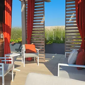 A view of Caesars Atlantic City's cabanas, on the rooftop at The Pool. Soak up the sun at a newly renovated pool experience with stunning beach and ocean views, located on the Qua Baths & Spa rooftop. Enjoy cocktails poolside at this Roman oasis, and relax in a lounge chair, daybed or your own private cabana. Book now to reserve your spot. Must be a Caesars hotel guest and 21+ older to access The Pool at Caesars.