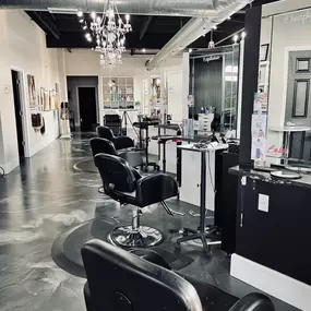 Our open salon floor has 10 stylist stations