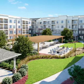 Courtyard Rendering at Haven at Congaree Pointe Apartments